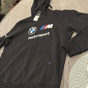 BMW Black Motorsport Hoodie with Tricolor M Stripe